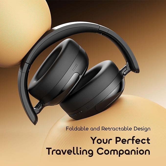 Oraimo Bluetooth Headphones Active Noise Cancelling, 65H Playtime, 3 EQ Modes, Deep Bass, Bluetooth 5.4, Wireless Over-Ear Headphones with Microphone for Office Travel, Black