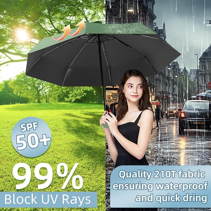 Travel Mini Compact Folding Umbrella with Case - UV Sun & Rain Protection, Lightweight Portable Pocket Umbrella for Women Men Kids, Fits Purse Backpack