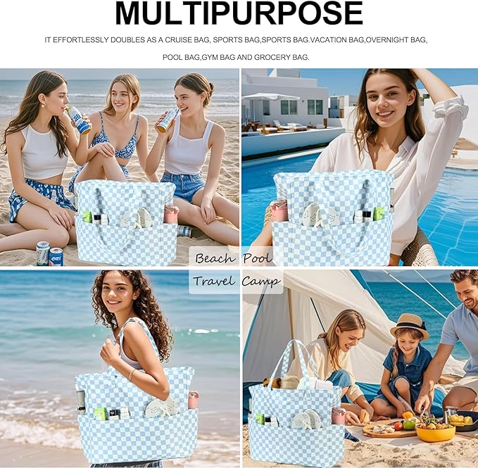 Bluboon Waterproof Beach Tote Pool Bags for Women Ladies Extra Large Carry On Bag With Wet Compartment for Weekender Travel