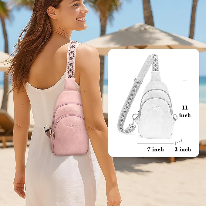 INICAT Crossbody Sling Bags Fanny Packs Valentine's Day Gifts Vegan Leather Travel Vacation Essentials Purses Women