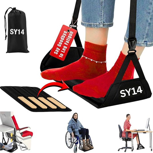 Premium Foot Hammock for Plane Travel – Foot Hanger for Flights Portable Foot Rest for Air Travel Memory Foam Leg Rest Under Desk Foot Hammock Travel Gift Men Women Wheelchair footrest Christmas