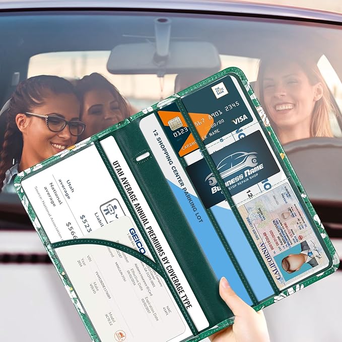 CoBak Car Registration and Insurance Holder - Vehicle Glove Box Car Organizer,Auto Truck Comparment Accessories Case with Magnetic Closure for Driver License,Cards