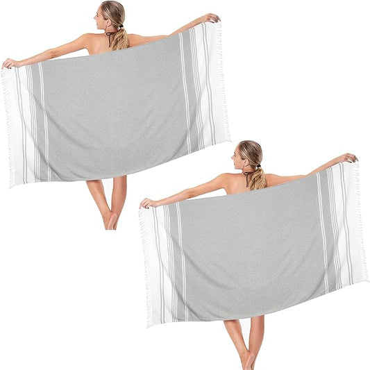 Beach Towel 2 Pack,Sand Free Beach Towels Oversized 39 x 72,Turkish Beach Towel Quick Dry,Lightweight Pool Towels for Adults Diamond Travel Towel,Cool Beach Essentials
