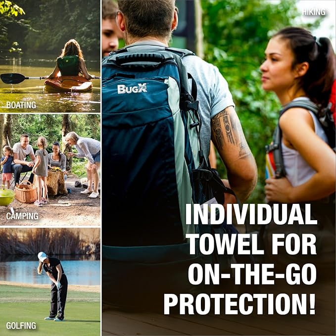 CoreTex Bug X FR DEET-Free Insect Repellent Wipes - Pack of 100 Single-Use, Naturally Derived Geranium Oil Bug Wipes - Protects Against Mosquitoes - Travel Size Mosquito Repellent Towelettes