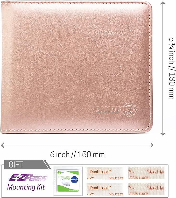 CANOPUS Car Registration and Insurance Holder, PU Leather Card Holder, Vehicle Glove Box Organizer for Auto, SUV, Truck and Motorcycle, Rose Gold