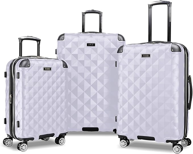 Kenneth Cole REACTION Diamond Tower Collection Lightweight Hardside Expandable 8-Wheel Spinner Travel Luggage, Lavender, 3-Piece Set (20", 24", & 28")