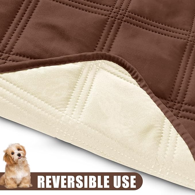 Smiry Waterproof Dog Bed Cover Blanket 40x70, Soft Reversible Pet Blanket, Washable Leakproof Cats Dogs Couch Cover for Sofa, Couch, Furniture, Lattice, Brown/Beige