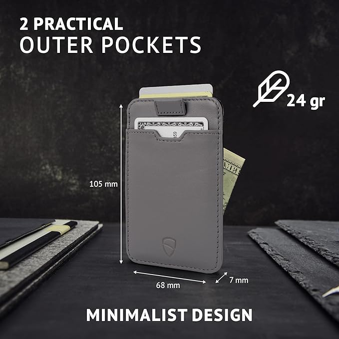 Vaultskin CHELSEA Mens RFID Blocking Slim Leather Card Wallet - Minimalist Front Pocket Cardholder