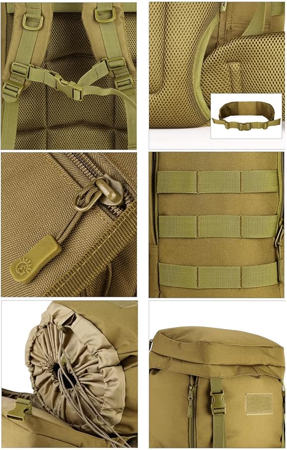 VanBasic Hiking Backpack 70L Large 85L Tactical Backpack MOLLE Military Trekking Rucksack Black