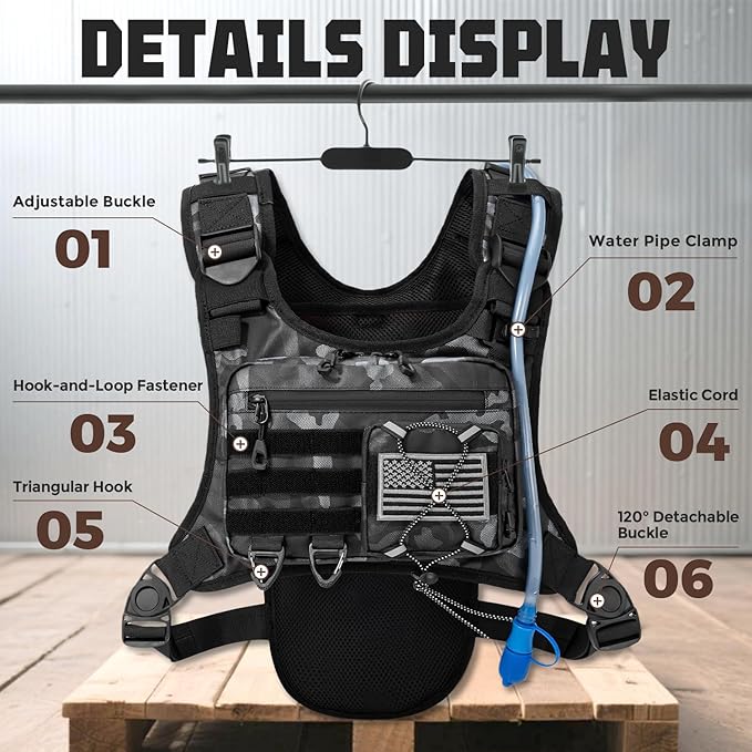 Hydration Vest with 2L Water Bladder for Men and Women,Lightweight Adjustable Hydration Backpack,Reflective Running Vest Chest Bag for Climbing Cycling Hiking