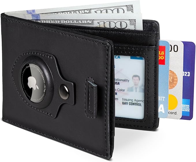 SERMAN BRANDS RFID Blocking Slim Bifold Genuine Leather Thin Minimalist Front Pocket Wallets for Men Billfold Wallet Men Gift