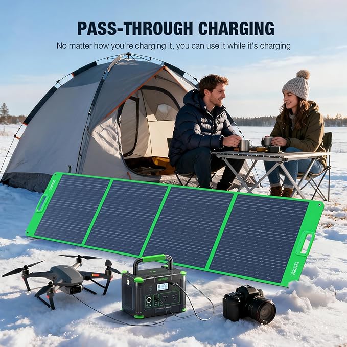Portable Power Station 999Wh Solar Generator 1000W, 110V Pure Sine Wave AC Outlet, 60W USB-C PD Fast Charging, 10 Ports for Home Backup, Outdoor Camping, RV Travel, Emergency (2000W Surge)
