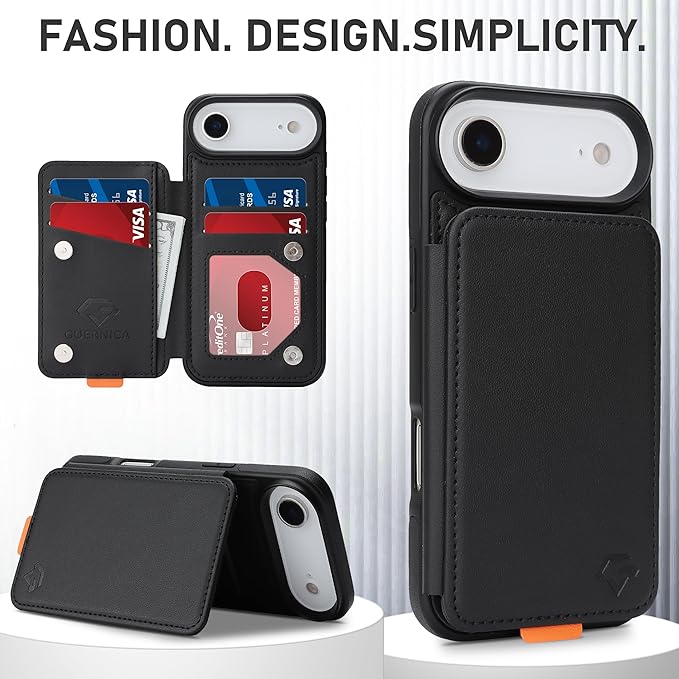 GUERNICA for iPhone 17 Air (6.7") Case Wallet with Card Holder, RFID Blocking Leather Protection, Shockproof Women Men Phone Case for iPhone Air, Black