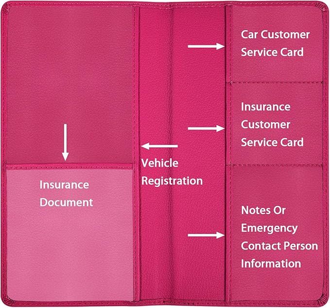 Wisdompro Car Document Holder Organiser, PU Leather Vehicle Insurance and Registration Holders Wallet Case for ID Card, Driving Licence, Key Contact Information Cards