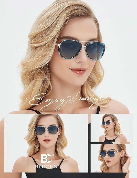 BIRCEN Polarized Sunglasses for Women UV - Protection Womens Retro Mirrored Shades with Acetate Frame BC2001