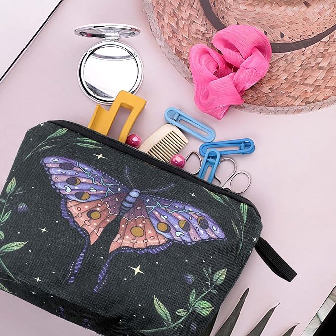 Cute Animal Lovers Gifts Butterfly Cosmetic Bag Makeup Pouch with Zipper (purple butterfly)