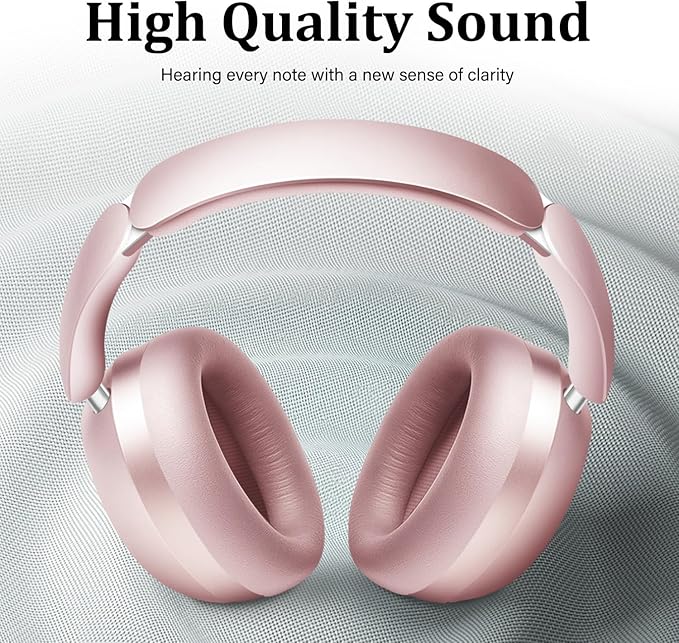 Wentronic Y04 Bluetooth Headphones Active Noise Cancelling Wireless Over Ear Headphones 48 Hours Playtime High Sound Quality Foldable Headphones with Soft Ear Cushion for Travel - Pink