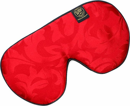 Dream Essentials Ultra Silk 360 Sleep Mask, Red Jacquard, All Natural Hypoallergenic Mulberry Silk, 2 Fully Adjustable Straps, Thin Profile mask Great for Side, Stomach or Back Sleepers