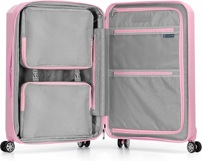 Traveler's Choice Pagosa Indestructible Hardshell Expandable Spinner Luggage, Pink, 26-Inch Medium
