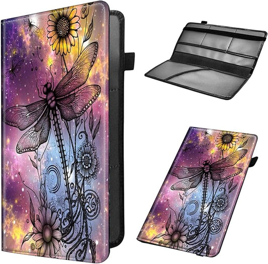 Car Registration and Insurance Holder, Leather Car Glove Box Organizer, Cool Car Accessories for ID, Driver's License Cards & Essential Document,Business Cards,Men&Women,Vintage Dragonfly