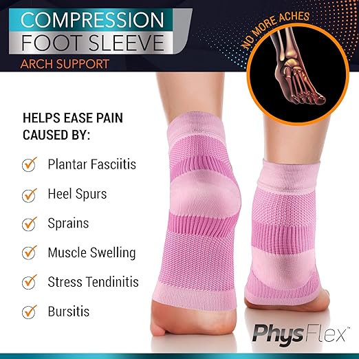 Compression Socks 20-30mmHg for Plantar Fasciitis, Achilles Tendonitis Relief - Ankle Compression Sleeve for Heel Spurs, Foot Swelling & Fatigue - Arch Support Brace for Everyday Use (1 Pair)