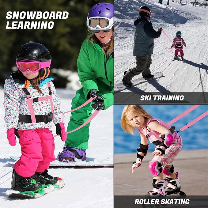 Odoland Kids Ski Snowboard Training Harness Toddler Skiing Harness with Removable Leash Speed Control Teaching for Beginners