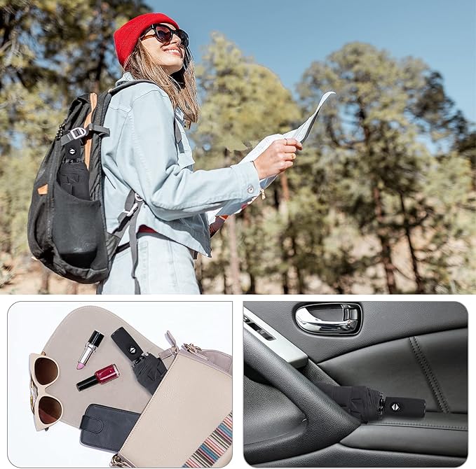 ZOMAKE Travel Umbrella Compact - 10 Ribs Portable Collapsible Umbrellas for Rain Windproof - Paraguas Automatic Small Folding Umbrella Lightweight Packable Umbrella for Women Men