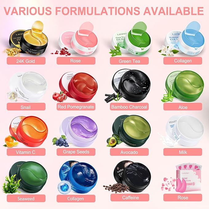 LAVONE Eye Mask - 30 Pairs Rose Under Eye Patches Skin Care Products,Eye Masks Skincare for Dark Circles and Puffiness, Reduce Wrinkles, Eye Bags and Fine Lines, for Women and Man