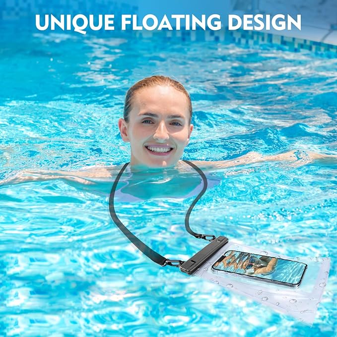 Large Waterproof Phone Pouch [with Sealing Strip], Cell Phone Dry Bag for iPhone 17 16 15 14 Pro Max Galaxy S25 S24 S23 S22 All Devices, Floating Water Proof Bag for Beach Water Park White