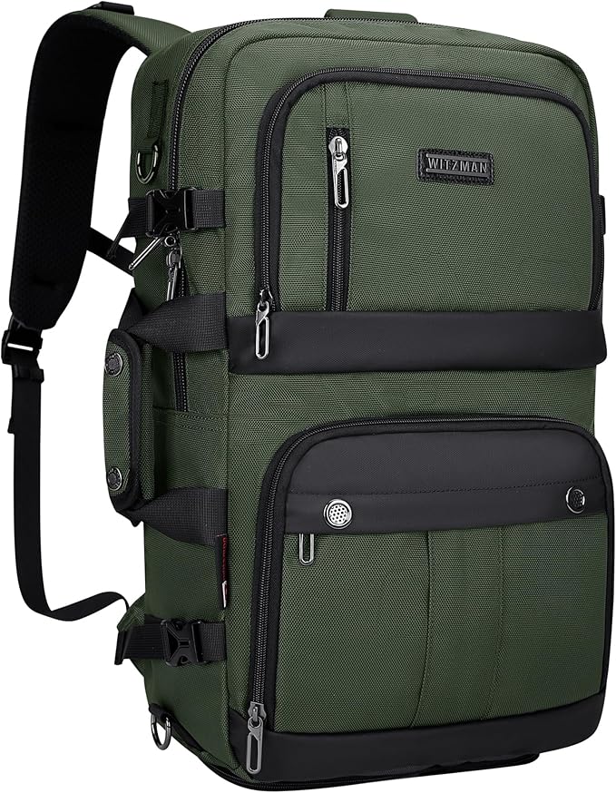 WITZMAN Carry on Travel Backpack for Men Women Laptop Backpack with USB Charging Port Airline Approved(B683 Army Green)