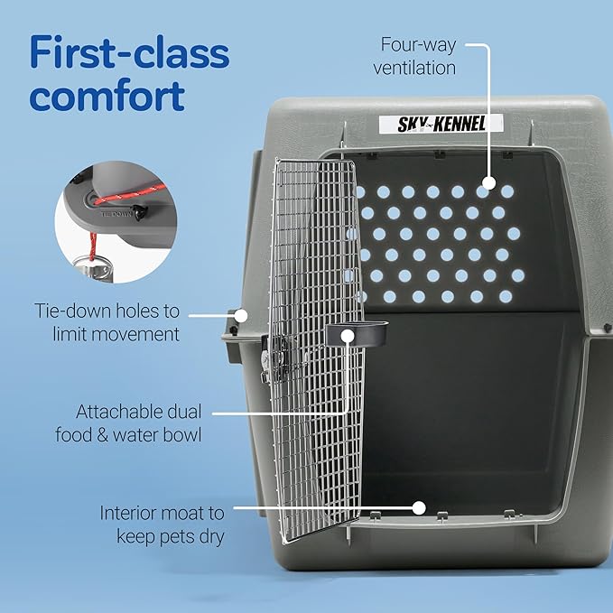 Petmate Sky Kennel - For Air and Travel, Airline Approved Dog Crate for Pets 90-125 lbs, Heavy Duty Dog Kennel, Made in the USA- 48 Inches