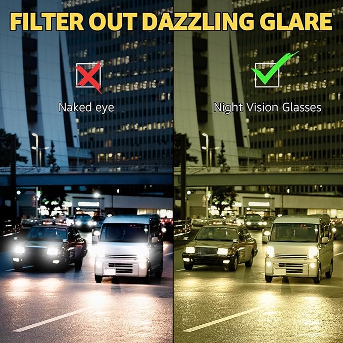 Myiaur Night Vision Driving Glasses for Women, Polarized Anti Glare Yellow Lens Glasses for Nighttime, UV400 Protection