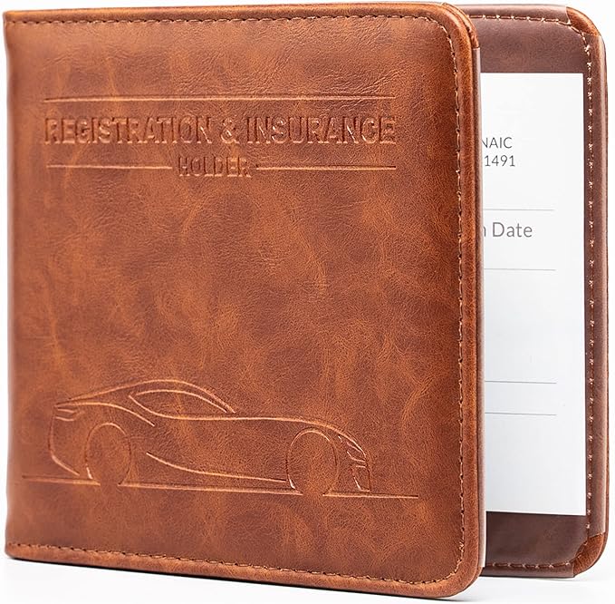 CANOPUS Car Registration and Insurance Holder, Magnetic Closure, Embossed Card Document Holder, Vehicle Glove Box Organizer, Wallet for Auto, SUV, Motorcycle, Truck, Waterproof, Car Model