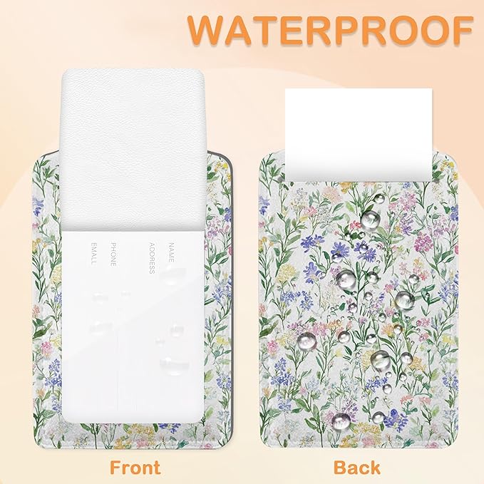 Colorful Vintage Watercolor Wildflower 3 PCS PU Leather Luggage Tags for Suitcase, Luggage Tag with Privacy Flap, Name ID Label and Metal Loop for Women Men Baggage Handbag School Bag Backpack