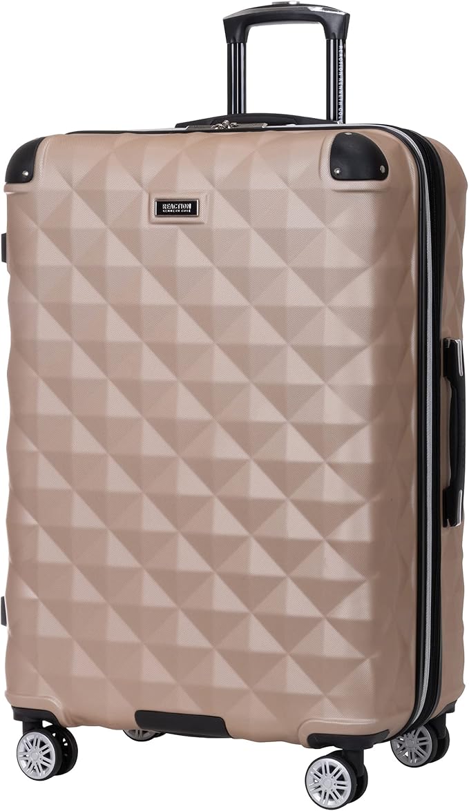 Kenneth Cole REACTION Diamond Tower Collection Lightweight Hardside Expandable 8-Wheel Spinner Travel Luggage, Rose Champagne, 3-Piece Set (20", 24", & 28")