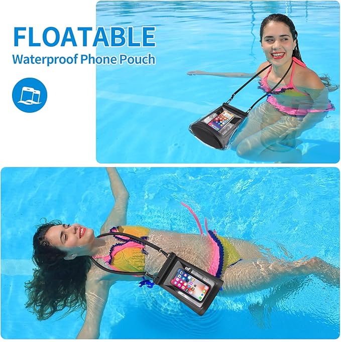 Large Floating Waterproof Phone Pouch, Cell Phone Dry Bag for iPhone 14/13/12/11 Pro Max, Galaxy S22/S21 All Phones, Universal Float Water Proof Bag for Beach Water Park【Oversize】