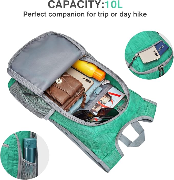 G4Free 10L/15L Hiking Backpack Lightweight Packable Hiking Daypack Small Travel Outdoor Foldable Shoulder Bag