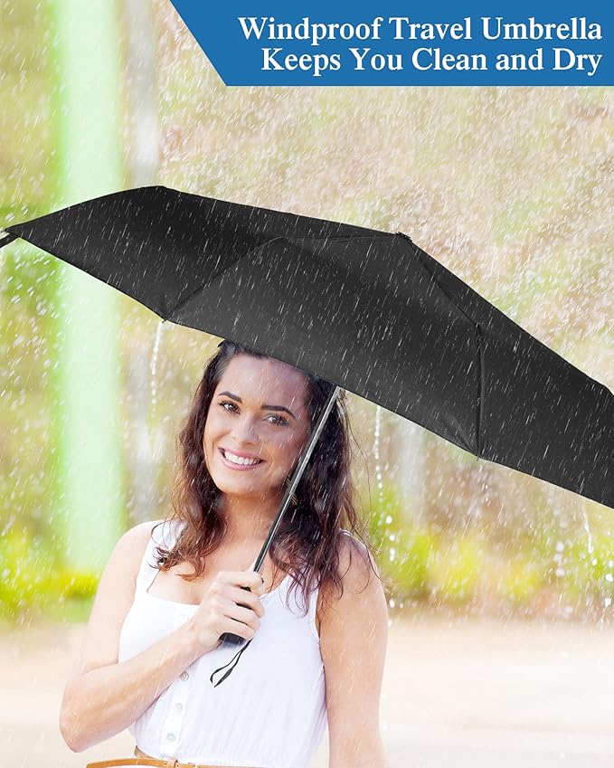 Yahenda 4 Pack Windproof Travel Umbrellas Bulk Automatic Open and Close Umbrella Folding Rain Umbrella for Men Women