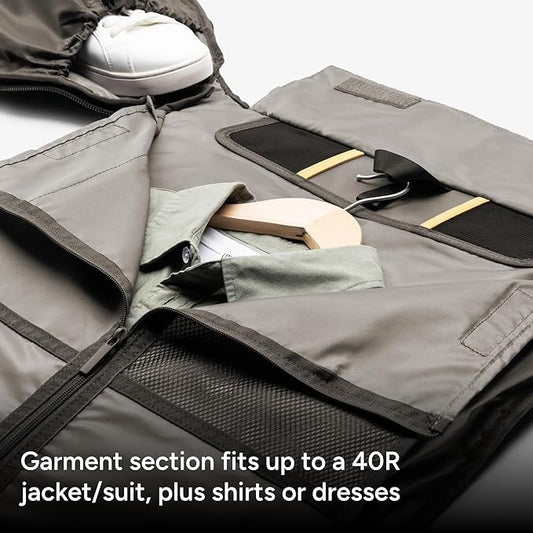 Halfday Convertible 2-in-1 Premium Garment Duffel Weekender Bag 40L | Wrinkle-Free Travel, Hanging Suit Compartment, Shoe Pockets, Trolley Sleeve. Balistic Nylon Carry-On, Jet