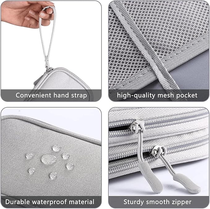 Electronic Organizer Travel Cable Accessories Case, Organizer Bag, Accessories Pouch for USB, Cord, Charger, Phone, Power Bank, Earphone (Light Grey, Medium)