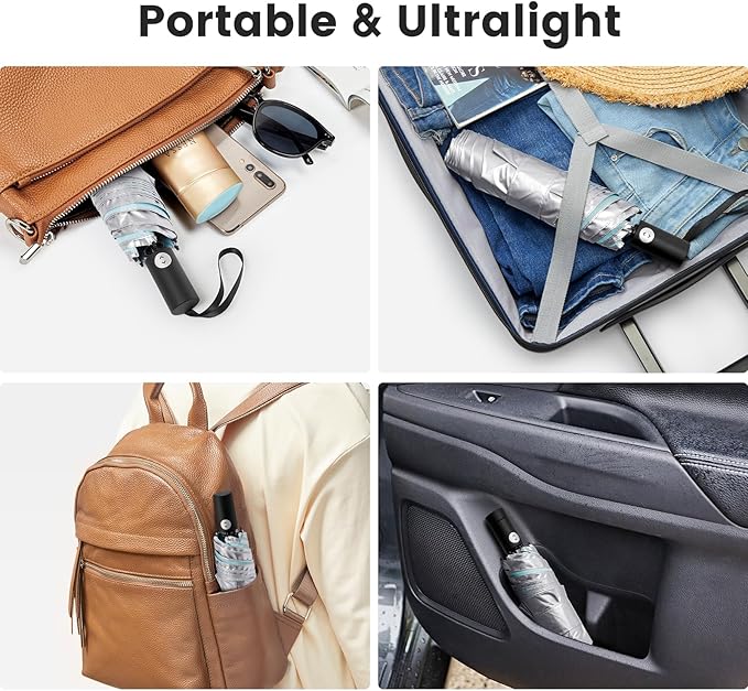 G4Free 43 Inch Travel Umbrella Ultralight UPF 50+ UV Protection Compact Sun Umbrella, Double Canopy Super Slim Small Portable Automatic Anti-bounce Close