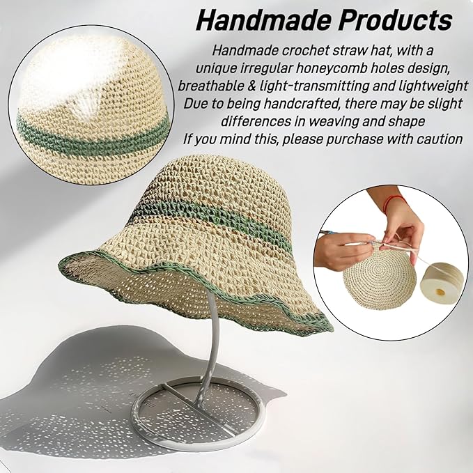 Floppy Big Beach Straw Hats for Women Foldable Summer Wide Brim Packable Sun Hat Womens Travel Straw Fedora Hat