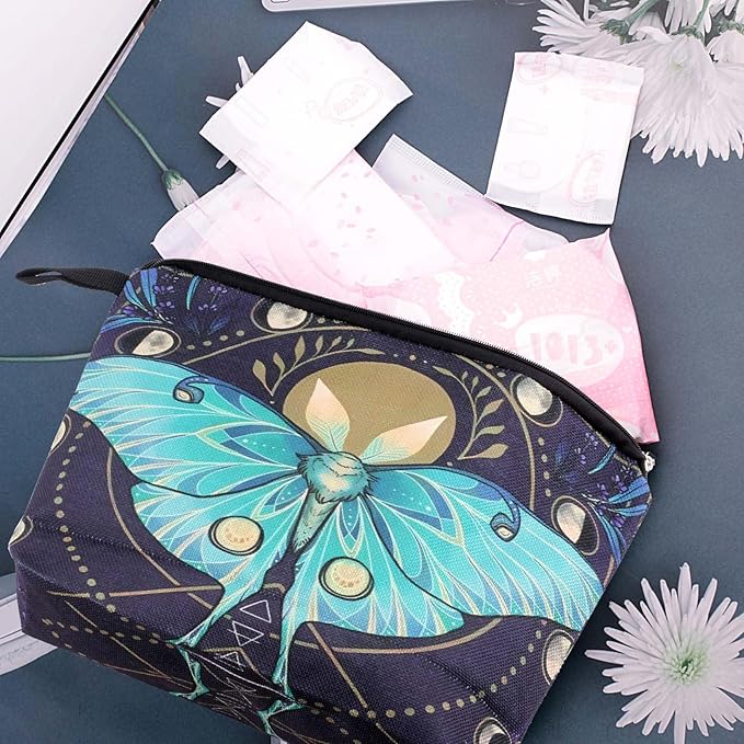 Cute Animal Lovers Gifts Green Butterfly Cosmetic Bag Makeup Pouch with Zipper (green butterfly)