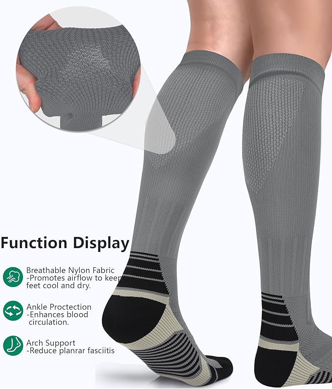 FuelMeFoot 3 Pack Copper Compression Socks - Compression Socks Women & Men Circulation - Best for Medical,Running,Athletic