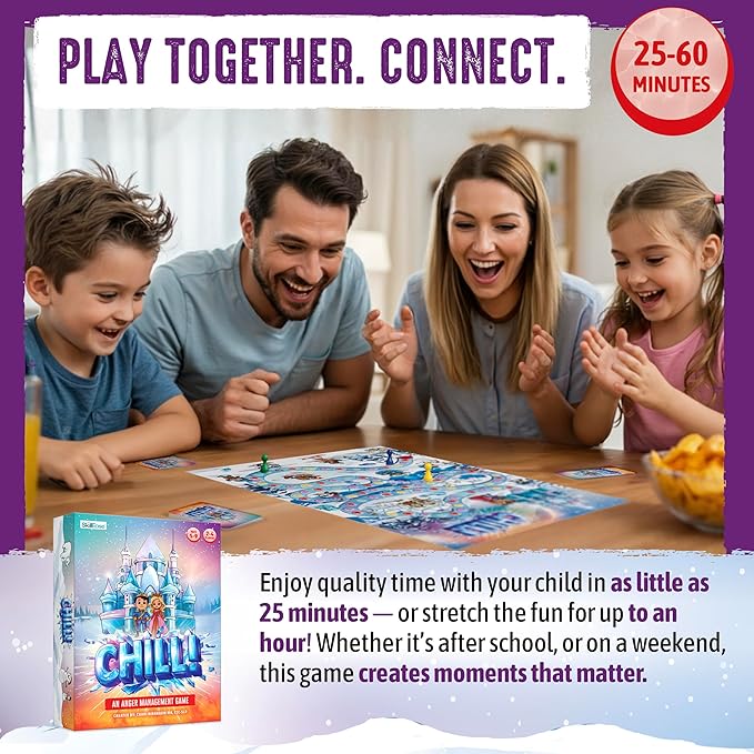 CHILL Anger Management for Kids, Ages 5-9, Therapy Games, Social Emotional Learning, Fun Social Skills Board Game for Therapists & Families