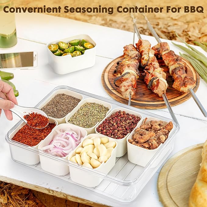 Divided Serving Tray with Lid and handle,Portable Snack Box Container Snack,Veggie Tray Charcuterie Boxes Fruit Tray Candy Organizer For Entertaining,Party,Picnic,2Pack