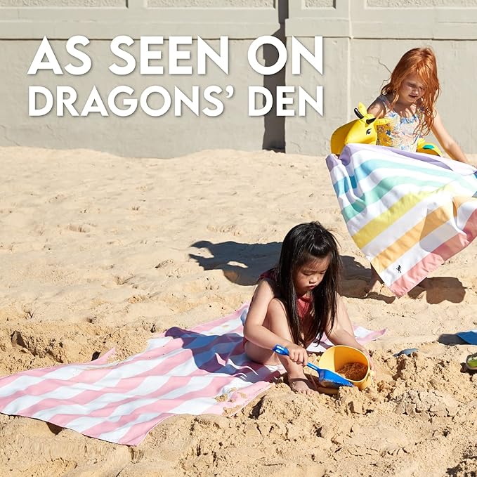 Dock & Bay Beach Towel - Quick Dry, Sand Free - Compact, Lightweight - 100% Recycled - Includes Bag - Cabana - Whitsunday Blue, Medium (130x70cm, 51x27)