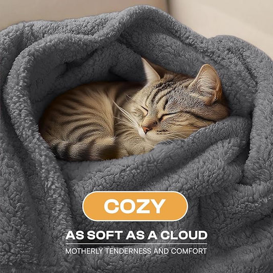 Luciphia Waterproof Pet Blanket for Medium Large Dogs Soft Cat Sherpa Calming Thick Cover Leakproof Cozy Puppy Sofa Bed Car Couch Protector(Grey,41x31 inches)
