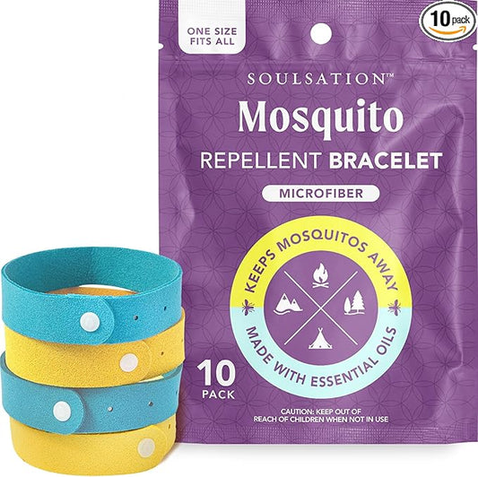 10 Pack Mosquito Repellent Bracelets Microfiber - for Kids & Adults, Natural DEET-Free
