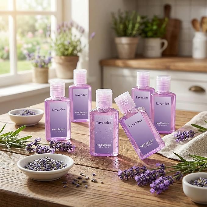 Frienda 24 Pcs Hand Sanitizer Bulk Lavender Gel Scented Hand Sanitizer Travel Size for Christmas Stocking Stuffers Women Men Teacher Nurse Employee Coworker Office Gifts Homeless Care Package Supplies